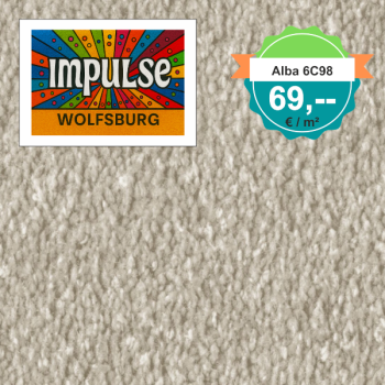 Vorwerk Alba 6C98 beige – Draufsicht Velours Teppichboden 4 m breit, 69,00 €/m²